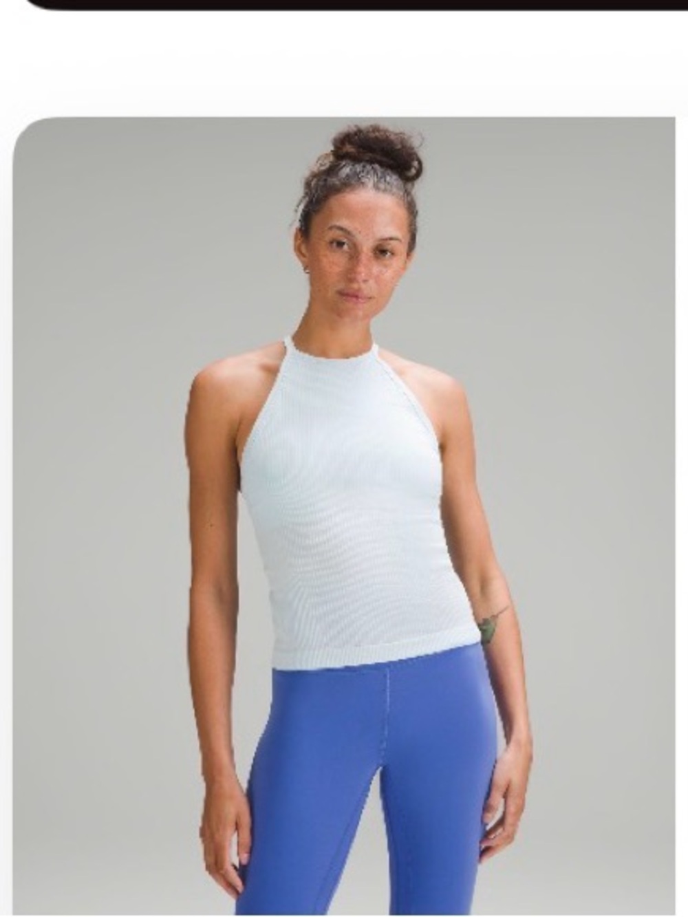 lululemon powder blue high-neck athletic tank ebb to street size 8